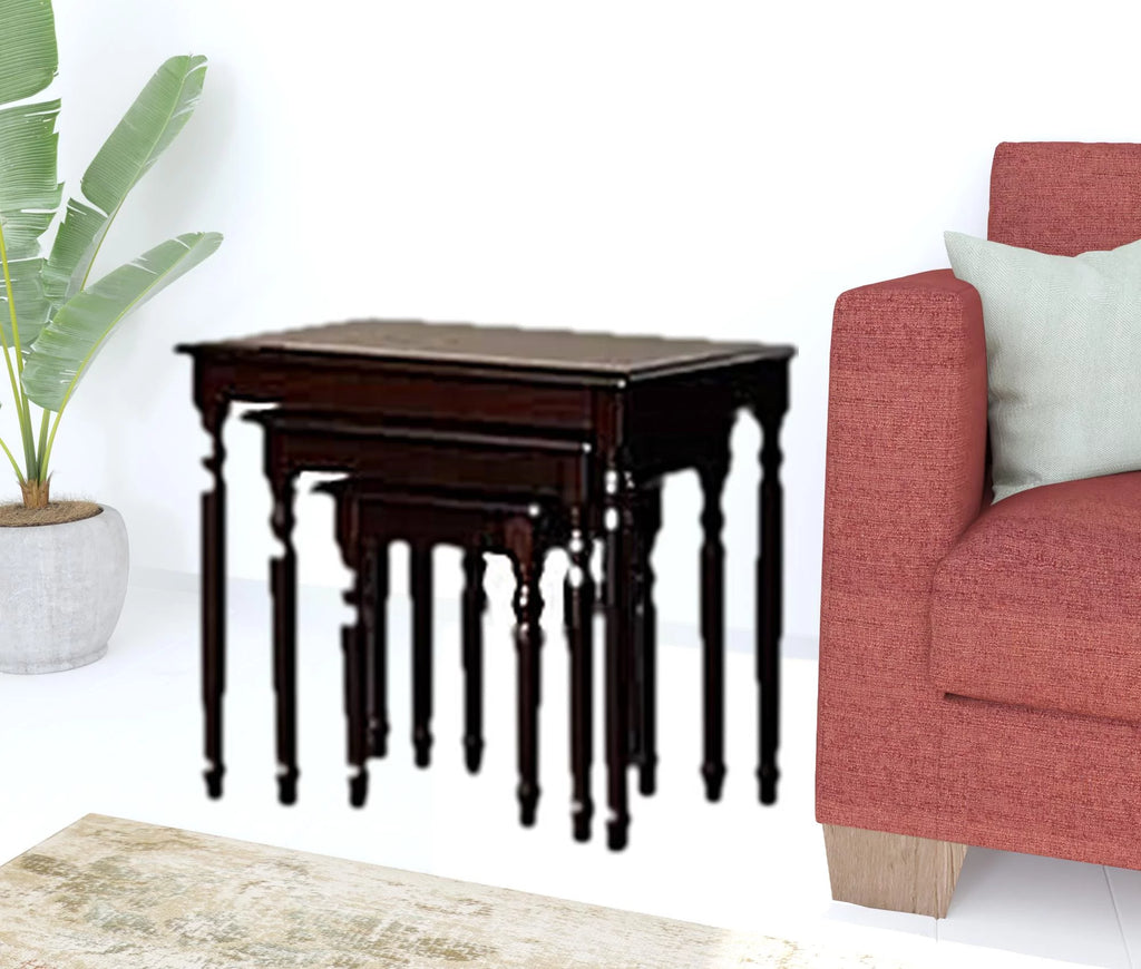 Dark Brown Wood Rectangular Nested Table Set of 3 O798488