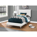 White Leather-Look Twin Size Bed with Chrome Legs U95714