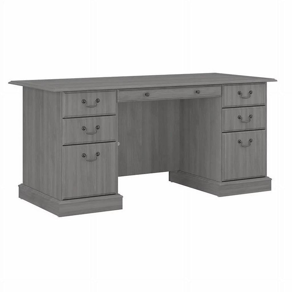 Gray Wood Executive Desk with Drawers U199286