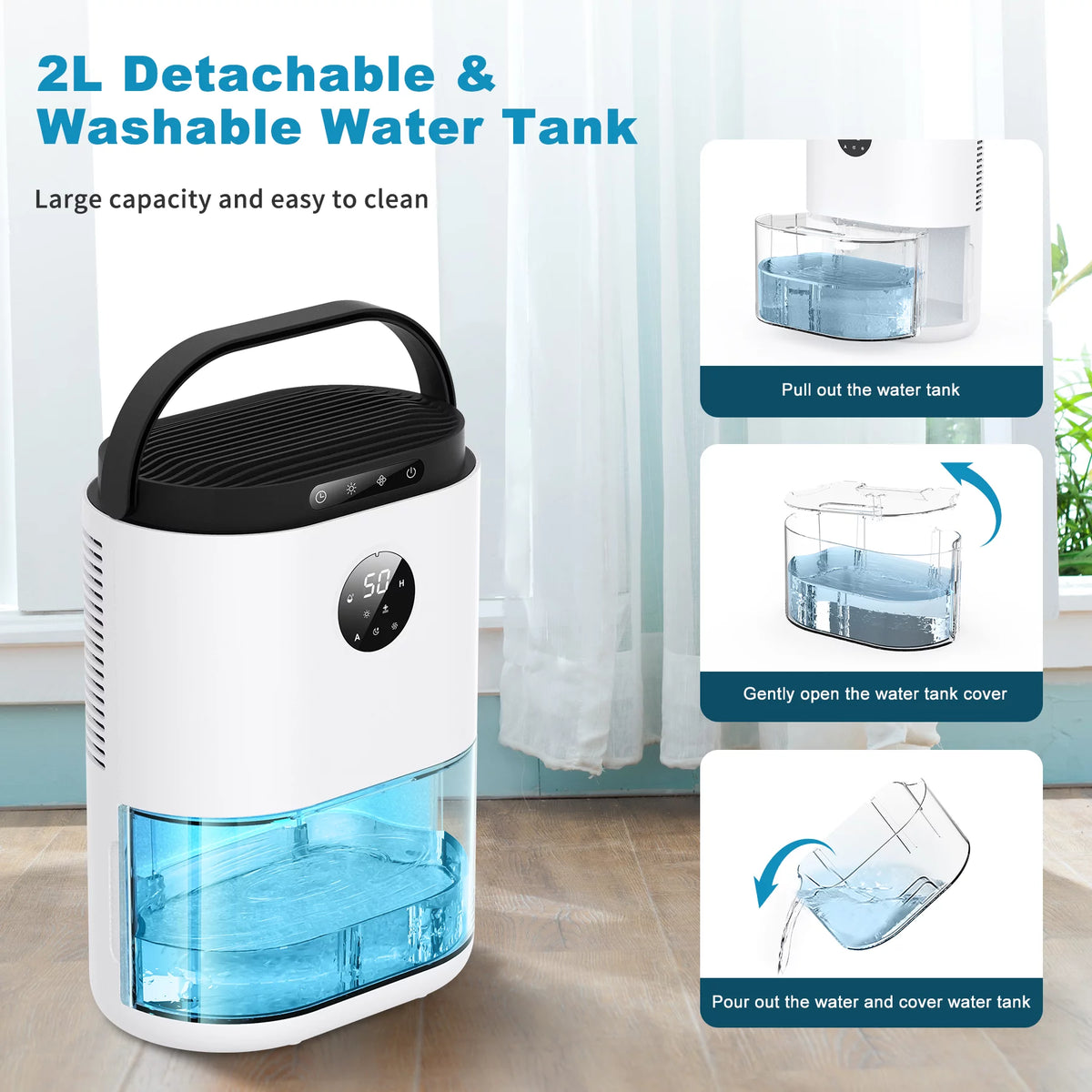 Dehumidifier with Humidify Control, 77.5 oz, 480 Sq. ft., White K8046