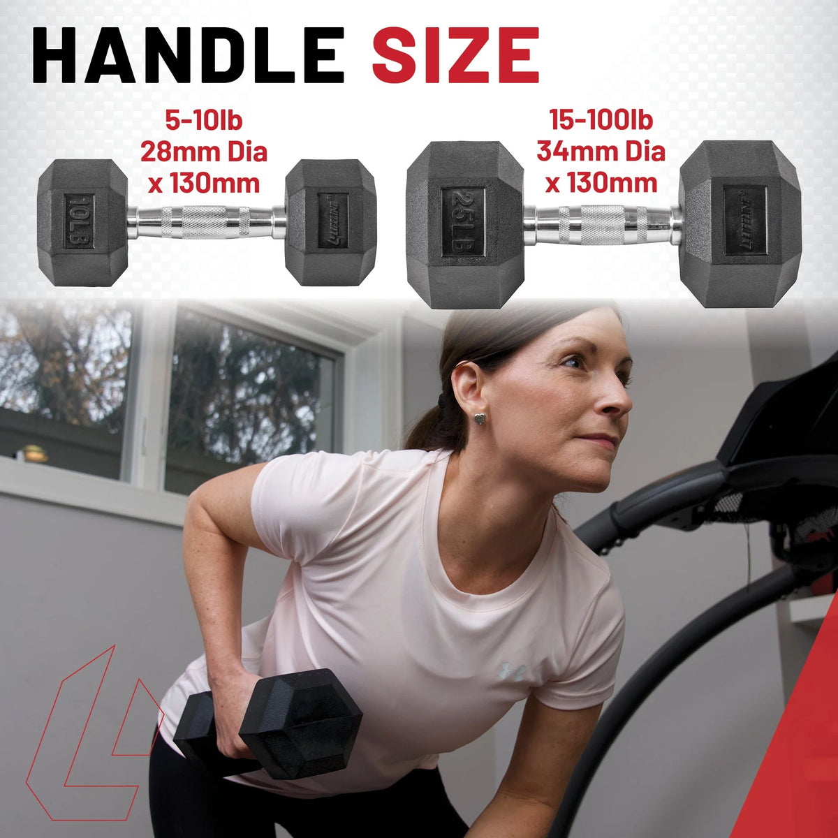 40 lbs Rubber Hex Dumbbell S15191