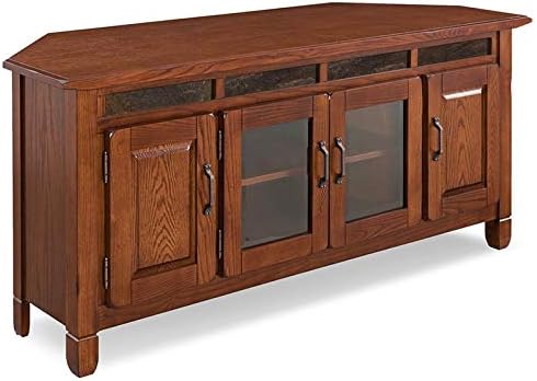 Solid Wood Corner TV Stand with Glass Storage N618