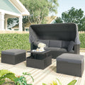 Outdoor Patio Rectangle Daybed with Retractable Canopy T68175