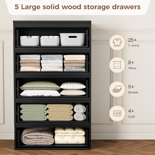 Black Brown 4 Drawer Wooden Dresser F7574