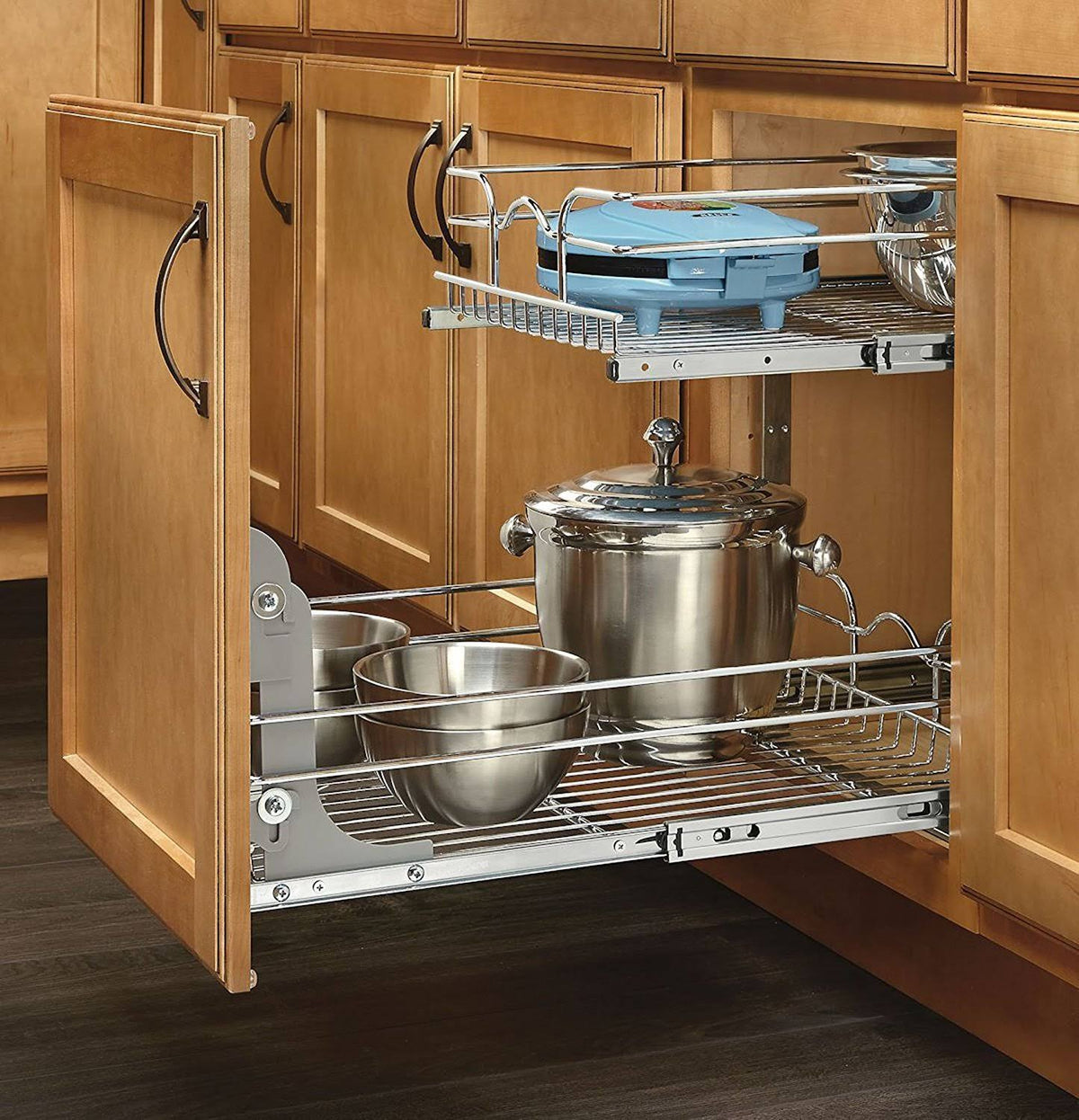 Two Tier Pull Out Base Cabinet Wire Basket Organizer M8700