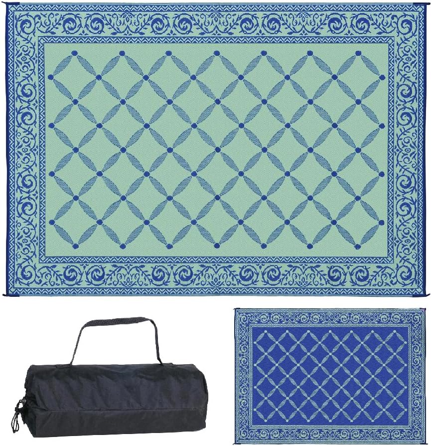 Brown Beige Reversible Outdoor Mat E208247