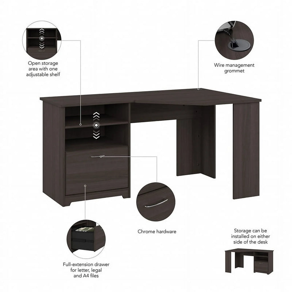 Heather Gray Engineered Wood Corner Desk L820422