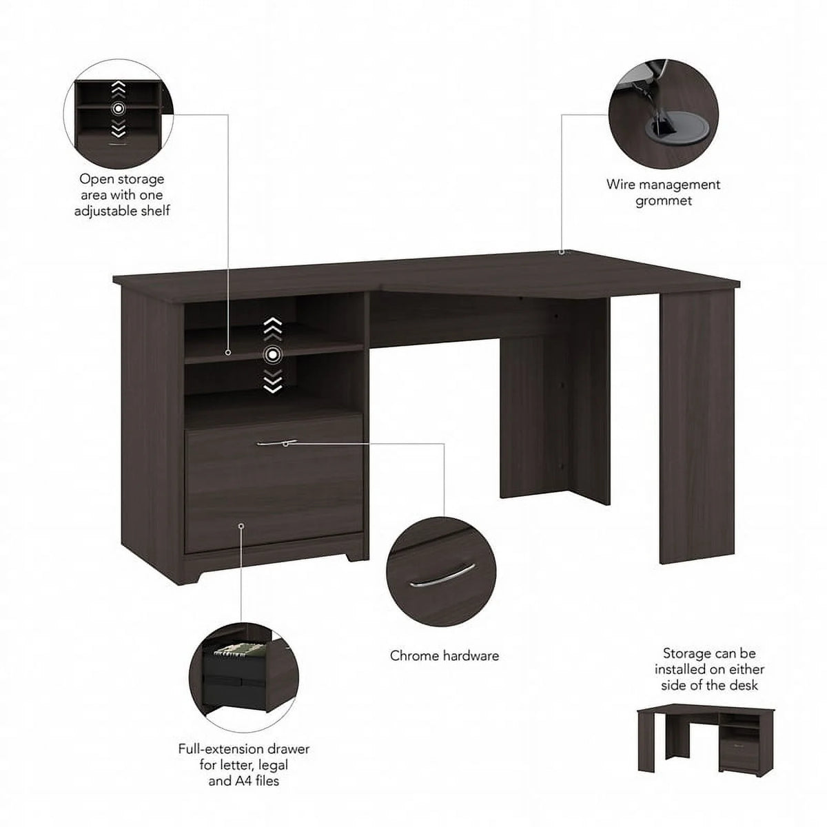 Heather Gray Engineered Wood Corner Desk L820422