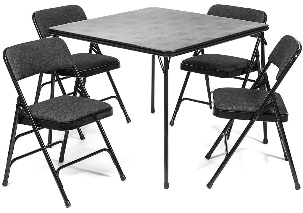 Black 5pc Folding Card Table and Padded Chair Set A950130