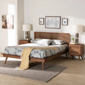 Walnut Brown Wood and Rattan King Size 3-Piece Bedroom Set T16717