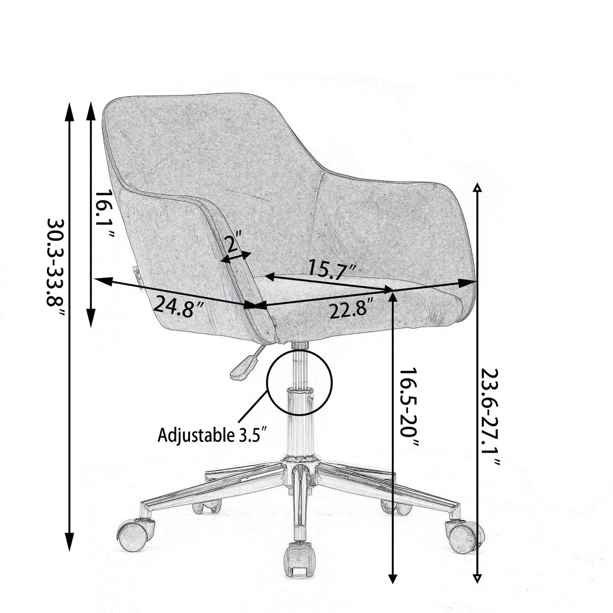 Green Teddy Fabric Adjustable Height Office Chair L54510