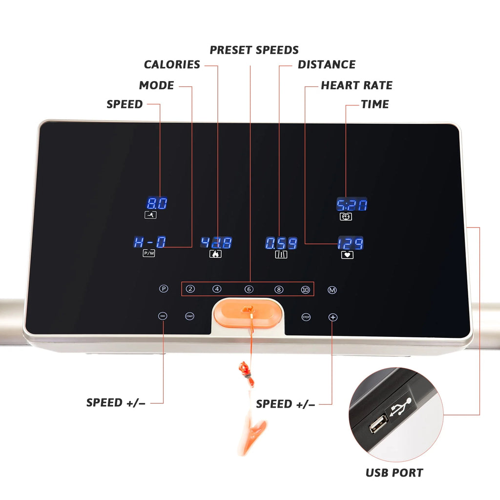 3HP Folding Treadmill with Bluetooth Speaker F720