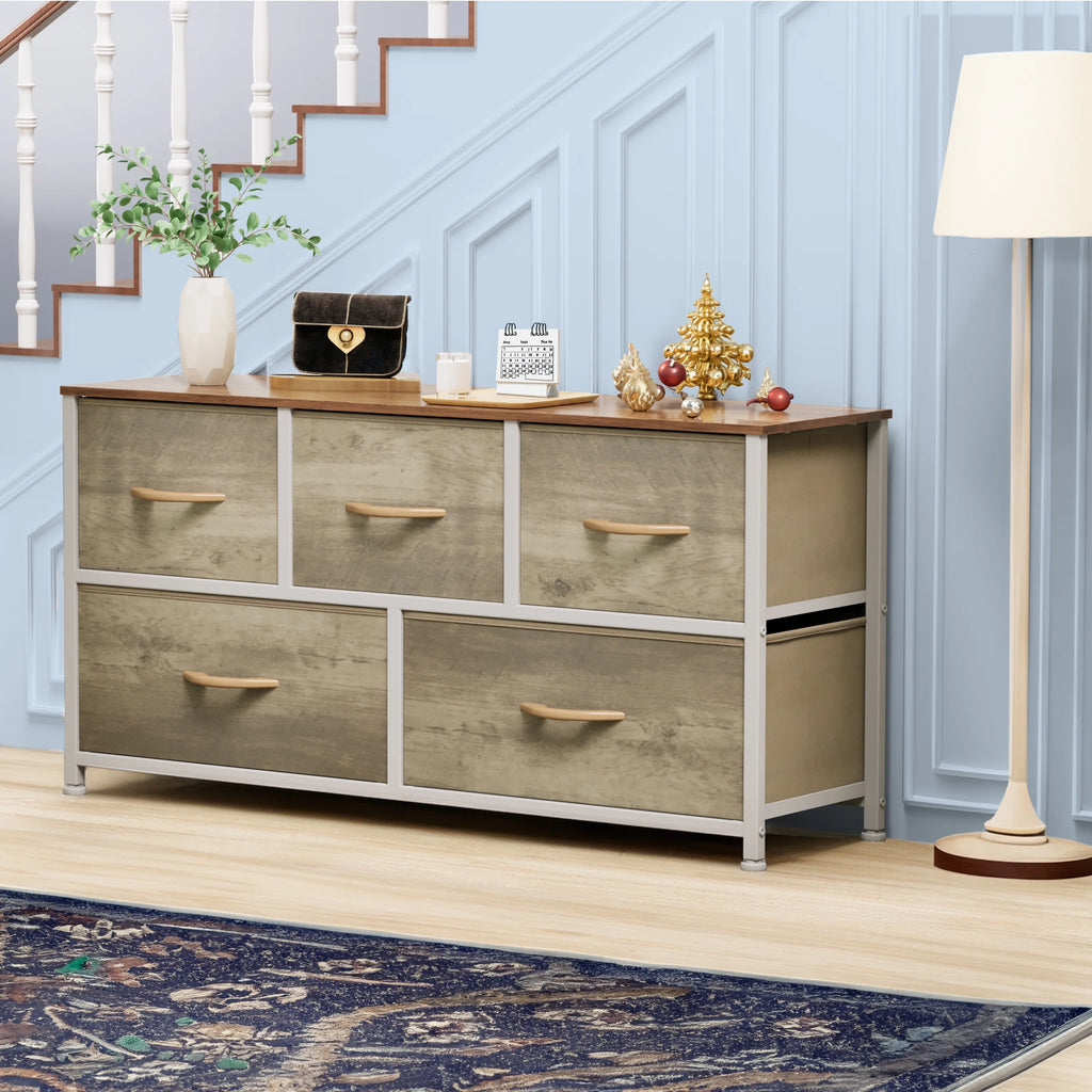 4 Drawer Fabric Storage Dresser with Wooden Top Z537086