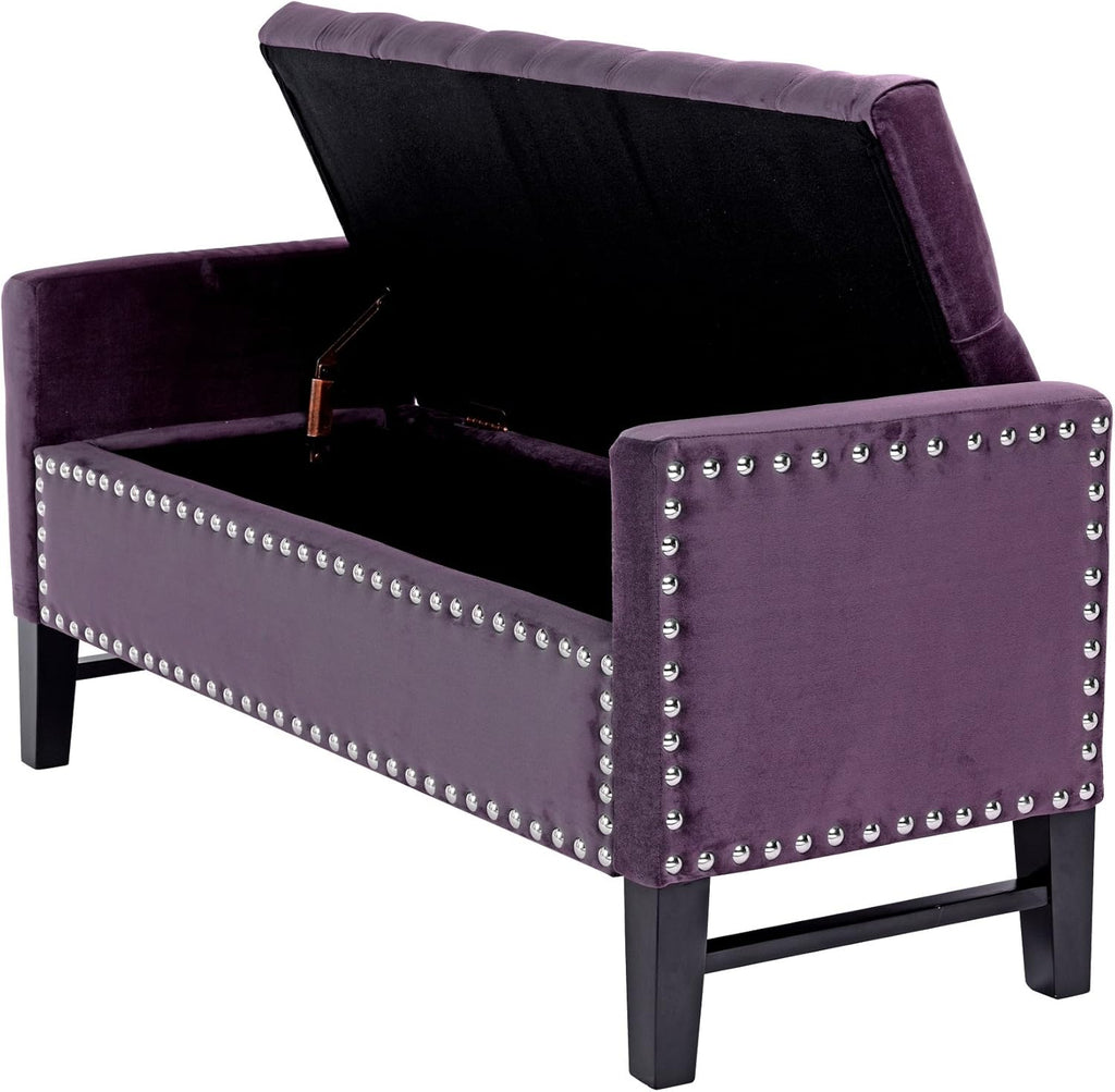 Light Grey Linen Storage Bench G244242