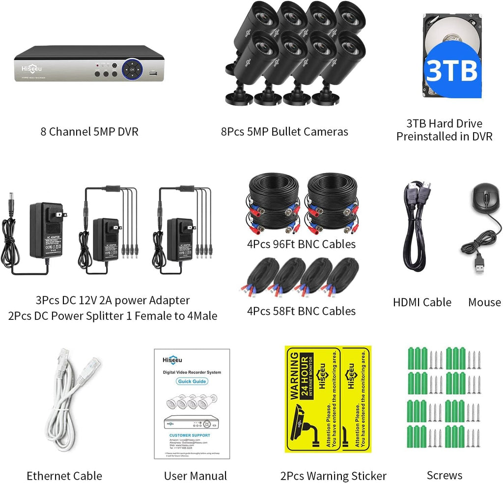 5MP 8 Channel Security Camera System with 3TB Hard Drive R53177