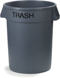 Gray 32 Gallon Plastic Round Trash Container E72037