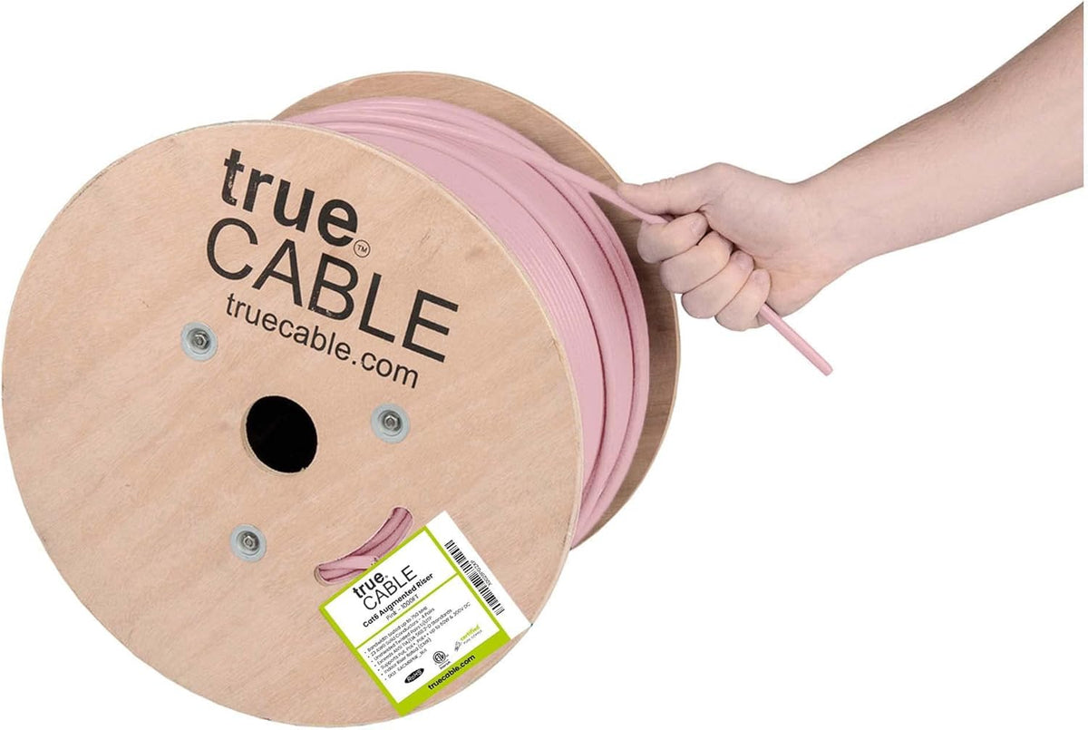Pink 1000ft Cat6A Riser UTP Bulk Ethernet Cable J4217