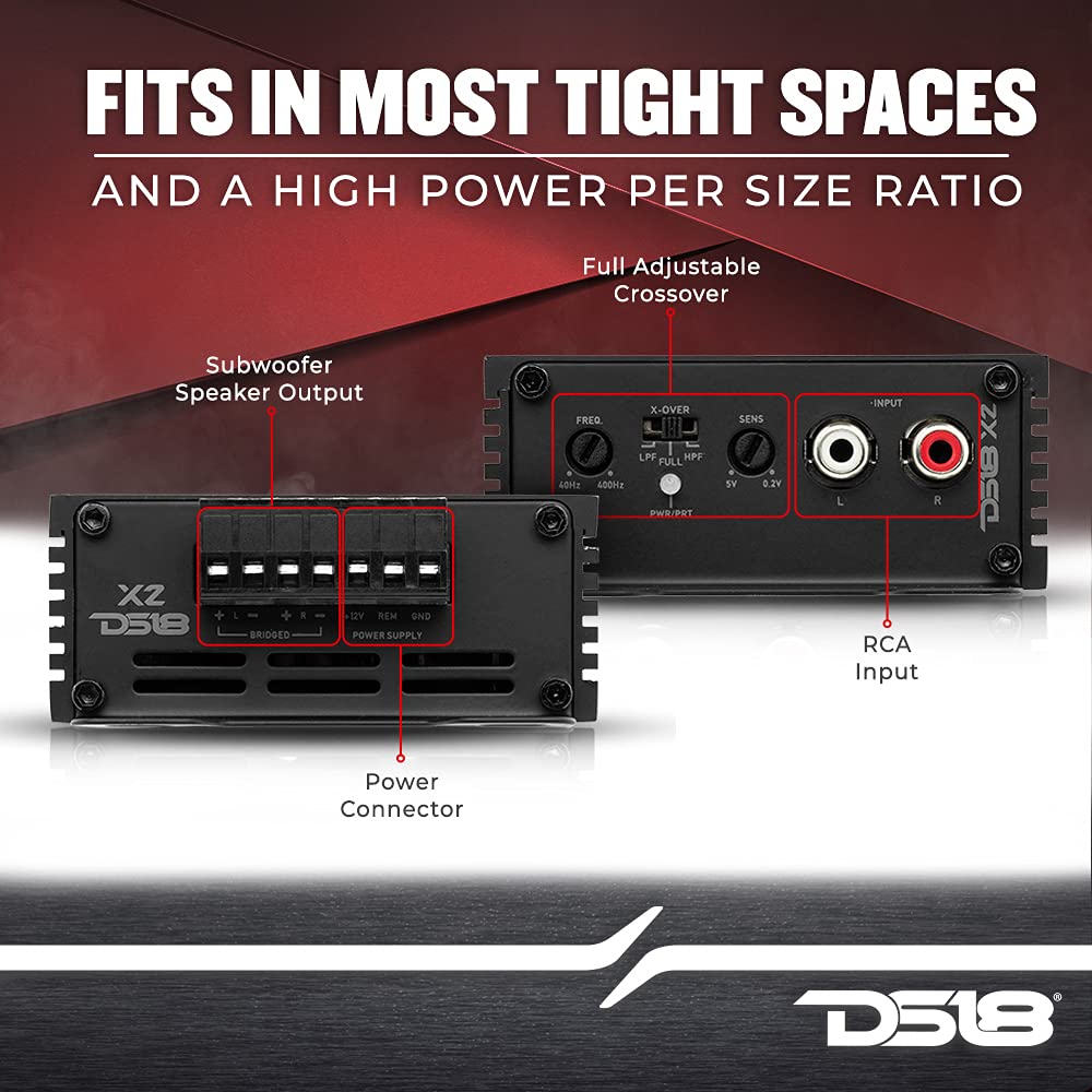 2 Channel Class D Car Audio Amplifier 1140 Watts Peak U380