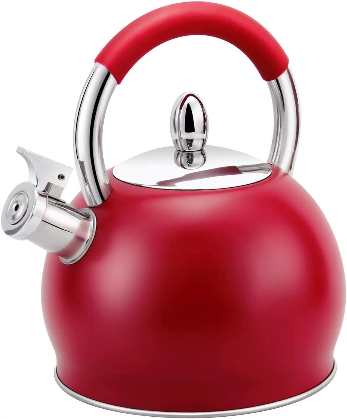 Red Stainless Steel Tea Kettle with Silicone Handle 3.2 Quart B741812