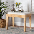 Natural Brown Rattan and Mahogany Wood Ottoman H786222