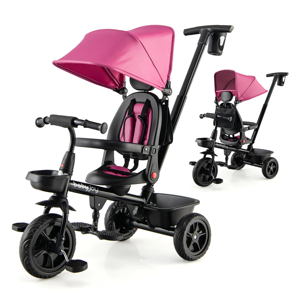 4-in-1 Toddler Tricycle with Adjustable Push Handle D579
