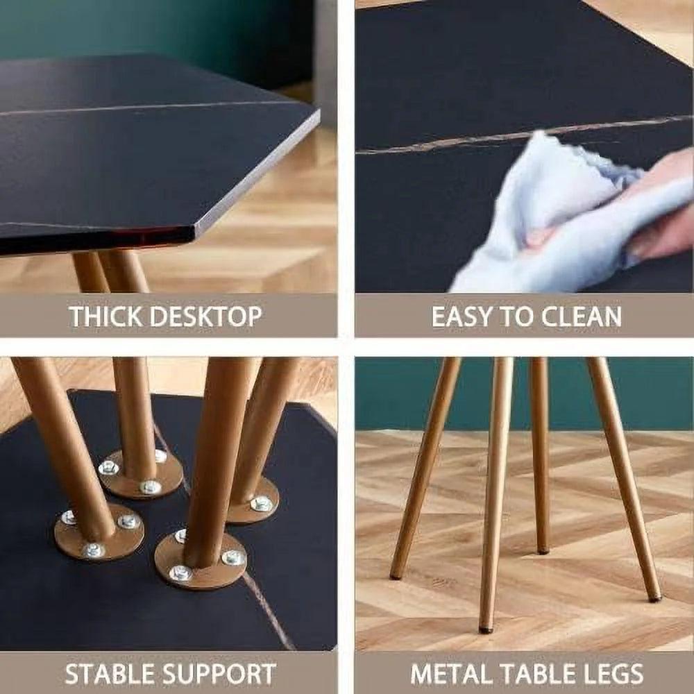 Faux Marble End & Side Table with Dark Metal Legs V4910