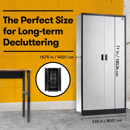 71-inch Tall Black Steel Storage Cabinet with Adjustable Shelves E942442
