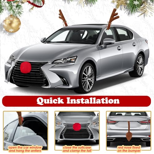 Car Reindeer Antler Kit Nose and Tail Christmas Decoration Set O895675