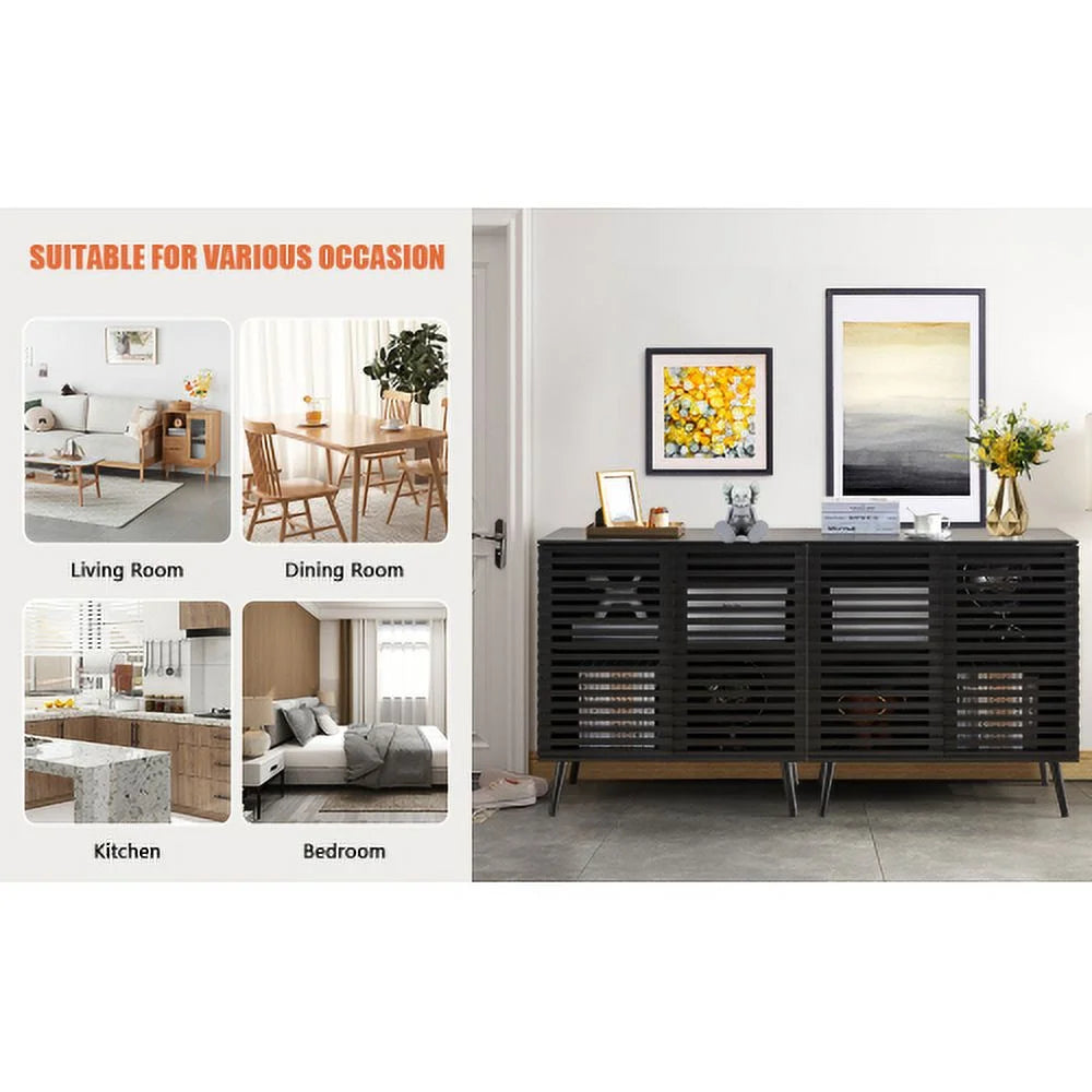 Black 2 Door 2 Tier Sideboard Buffet Cabinet M275