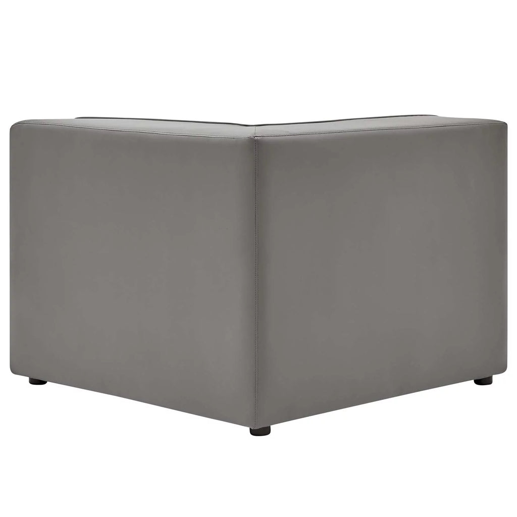 Grey Faux Vegan Leather Sectional Sofa Set Y42484