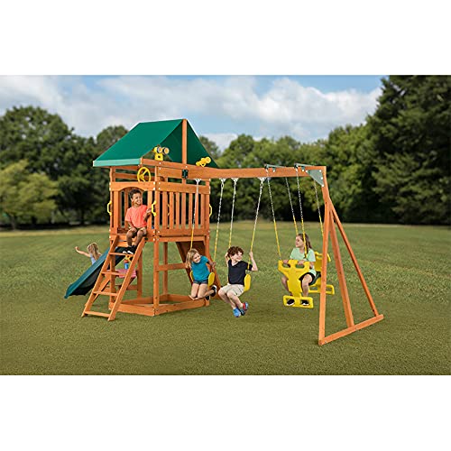 Cedar Backyard Playset with 2-Person Glider & 2 Belt Swings Z635516