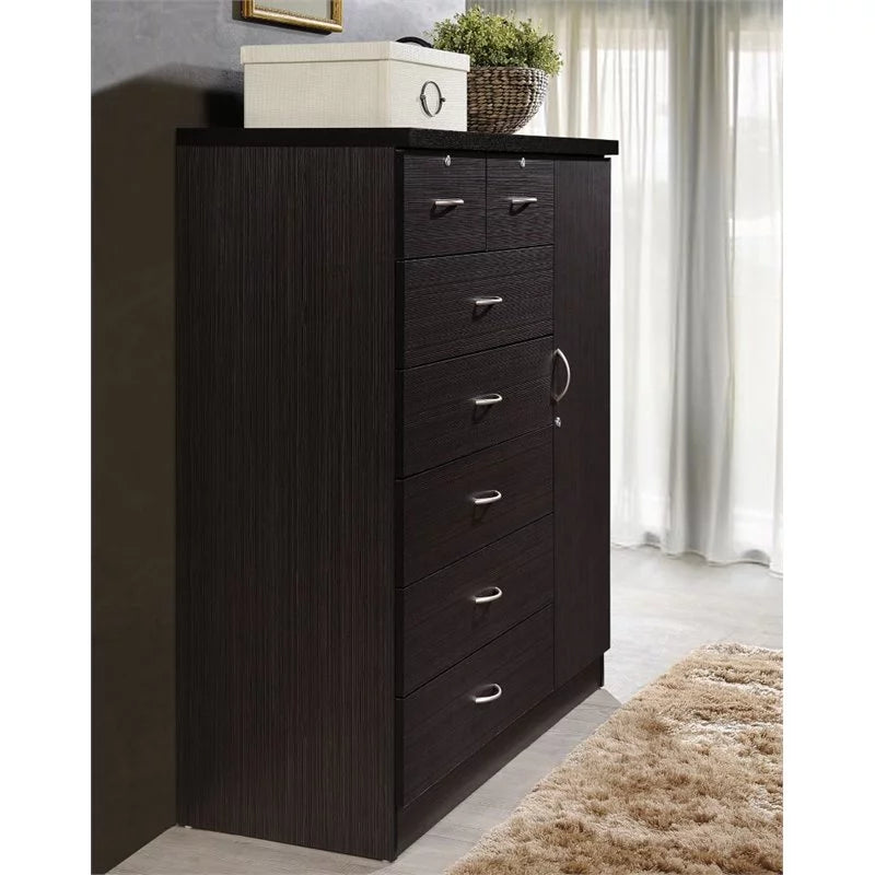 7 Drawer Wood Chest Set with Locks in Chocolate Z29003