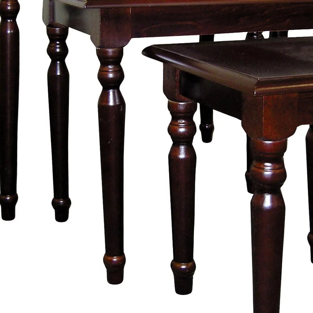 Dark Brown Wood Rectangular Nested Table Set of 3 O798488