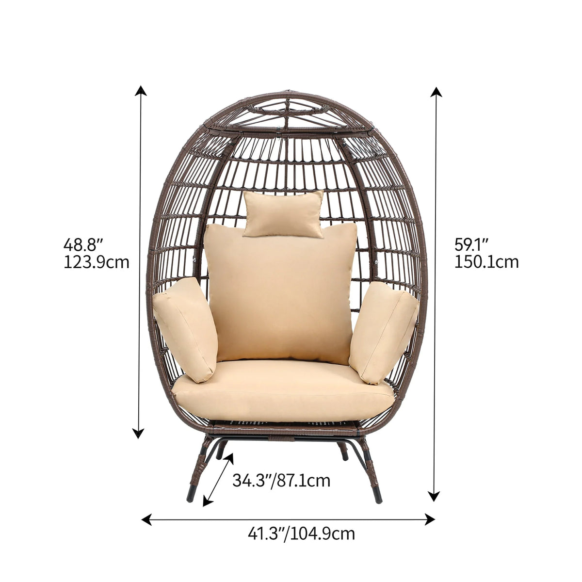 Egg Chair with Cushion Wicker PE Rattan V1536