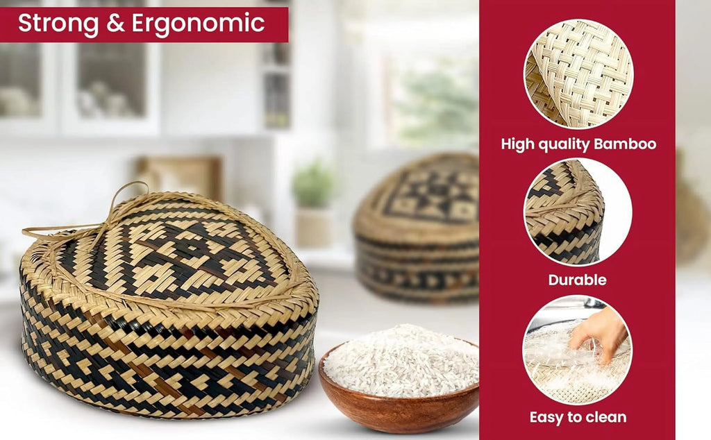 Heart Shape Sticky Rice Bamboo Basket Cookware 5 Inch W857348