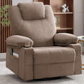 Brown Leather Oversized Swivel Rocker Recliner Chair with Heat and Massage T443977