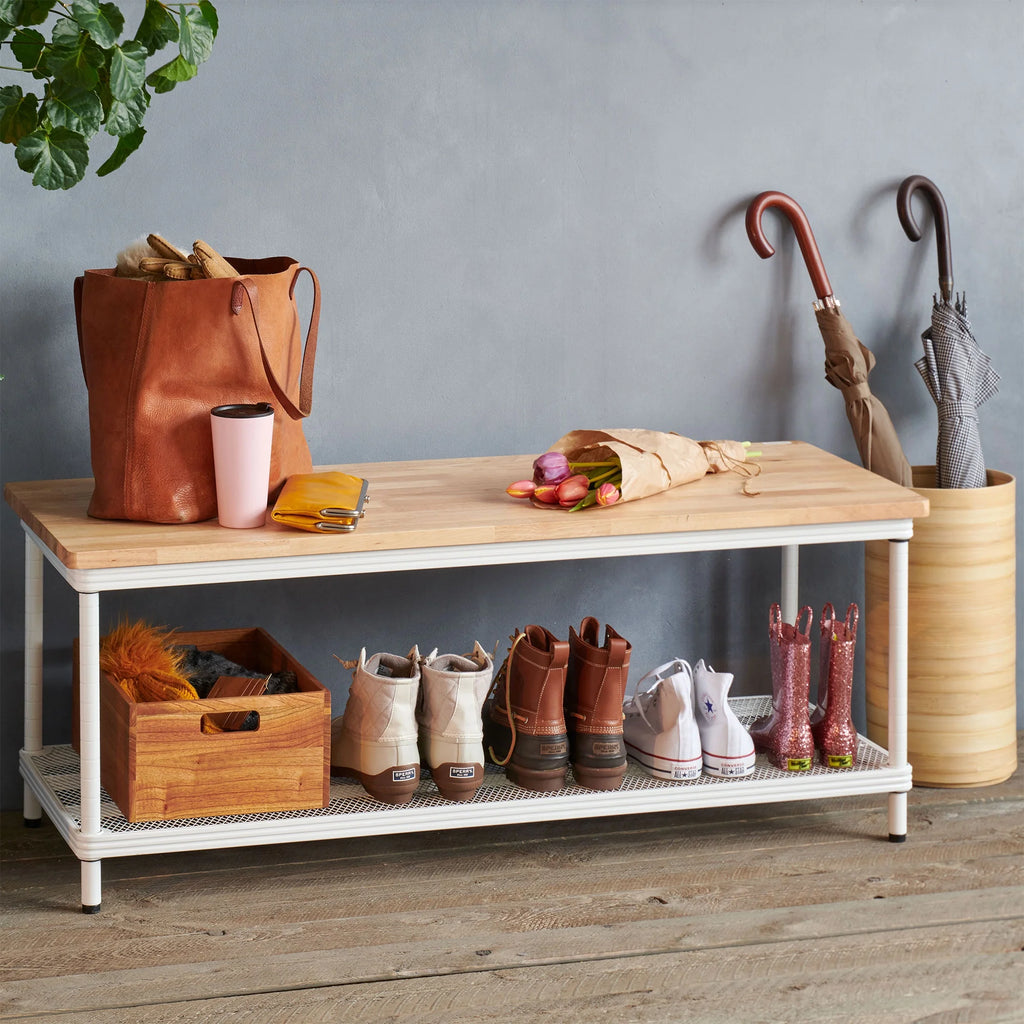 2-Tier White Metal Storage Shelving Unit L48983