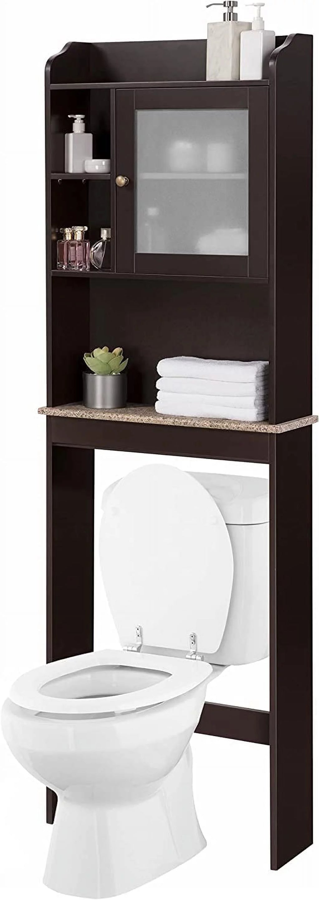 Espresso Freestanding Bathroom Cabinet with Glass Door M929