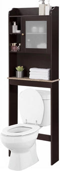 Espresso Freestanding Bathroom Cabinet with Glass Door M929