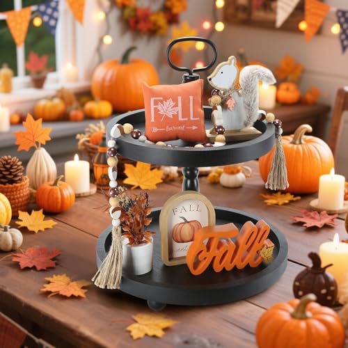 Halloween Decorations and Wooden Two Tiered Tray Stand S6344