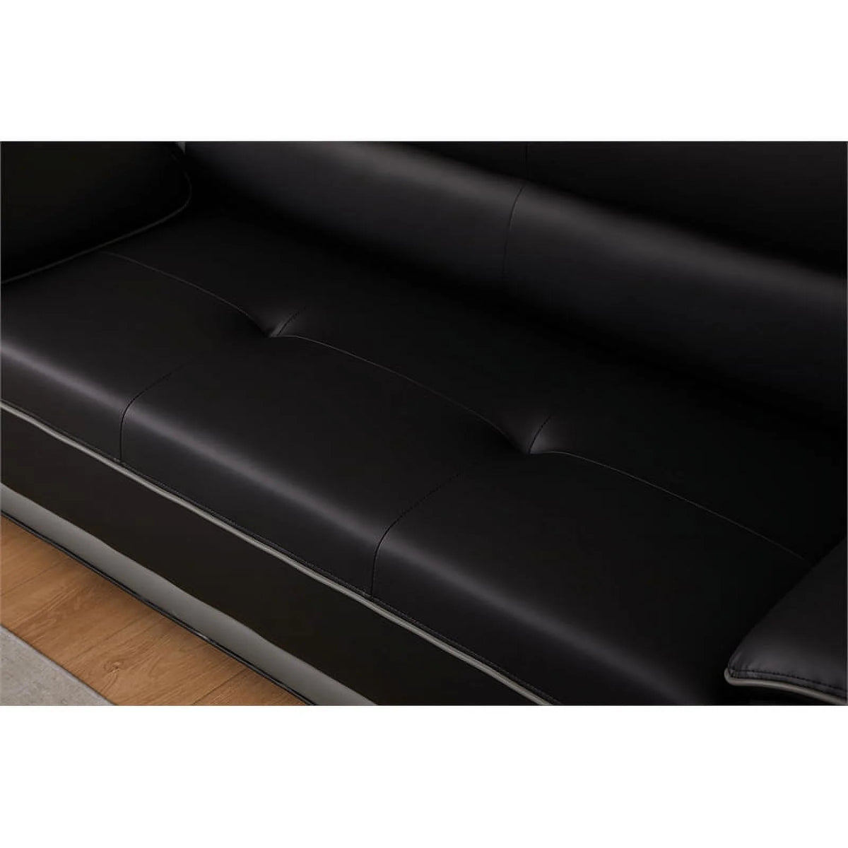 Black Faux Leather Sofa J9137