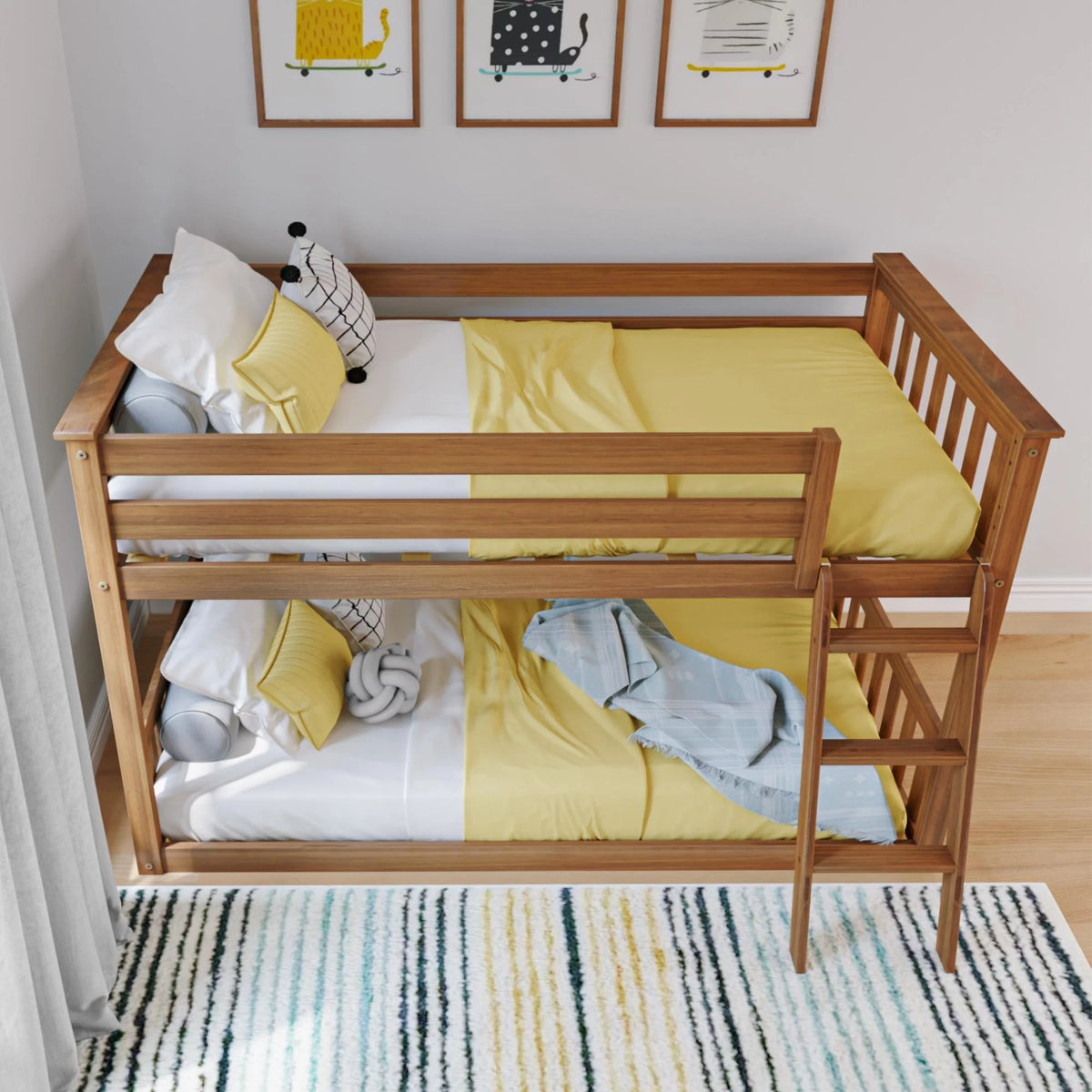 Twin over Twin Solid Wood Bunk Bed with Ladder G93262