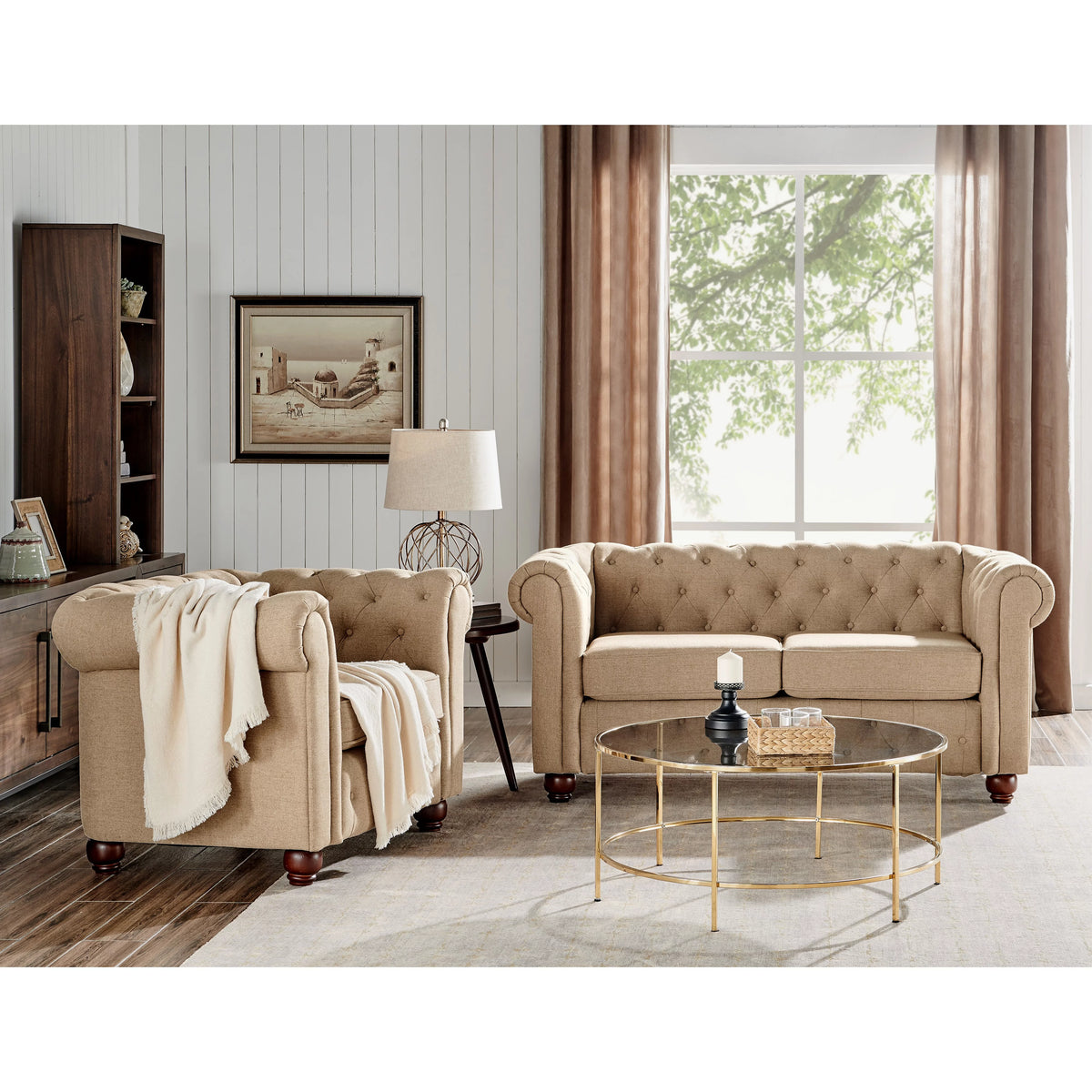 Cream Living Room Loveseat Q208