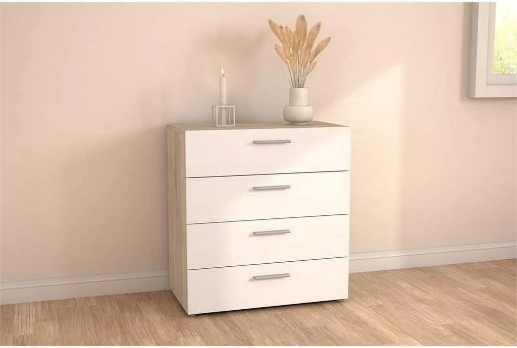 4 Drawer White High Gloss Dresser E122