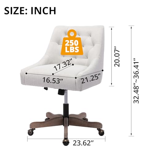 Beige Tufted Linen Swivel Office Chair B992719