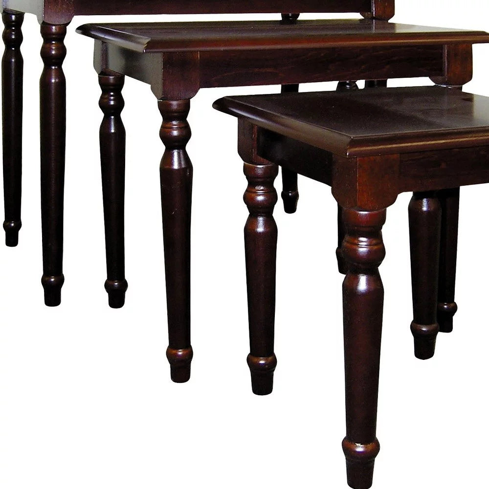 Dark Brown Wood Rectangular Nested Table Set of 3 O798488