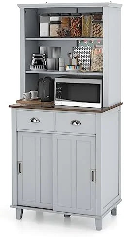 67" Freestanding Brown Cabinet with Drawers Shelves O1204