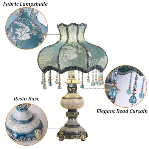 Blue Flower Decorative Table Lamp with Bead Curtain X101729