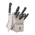 7pc Knife Set in White Rustic Rubberwood Block J679