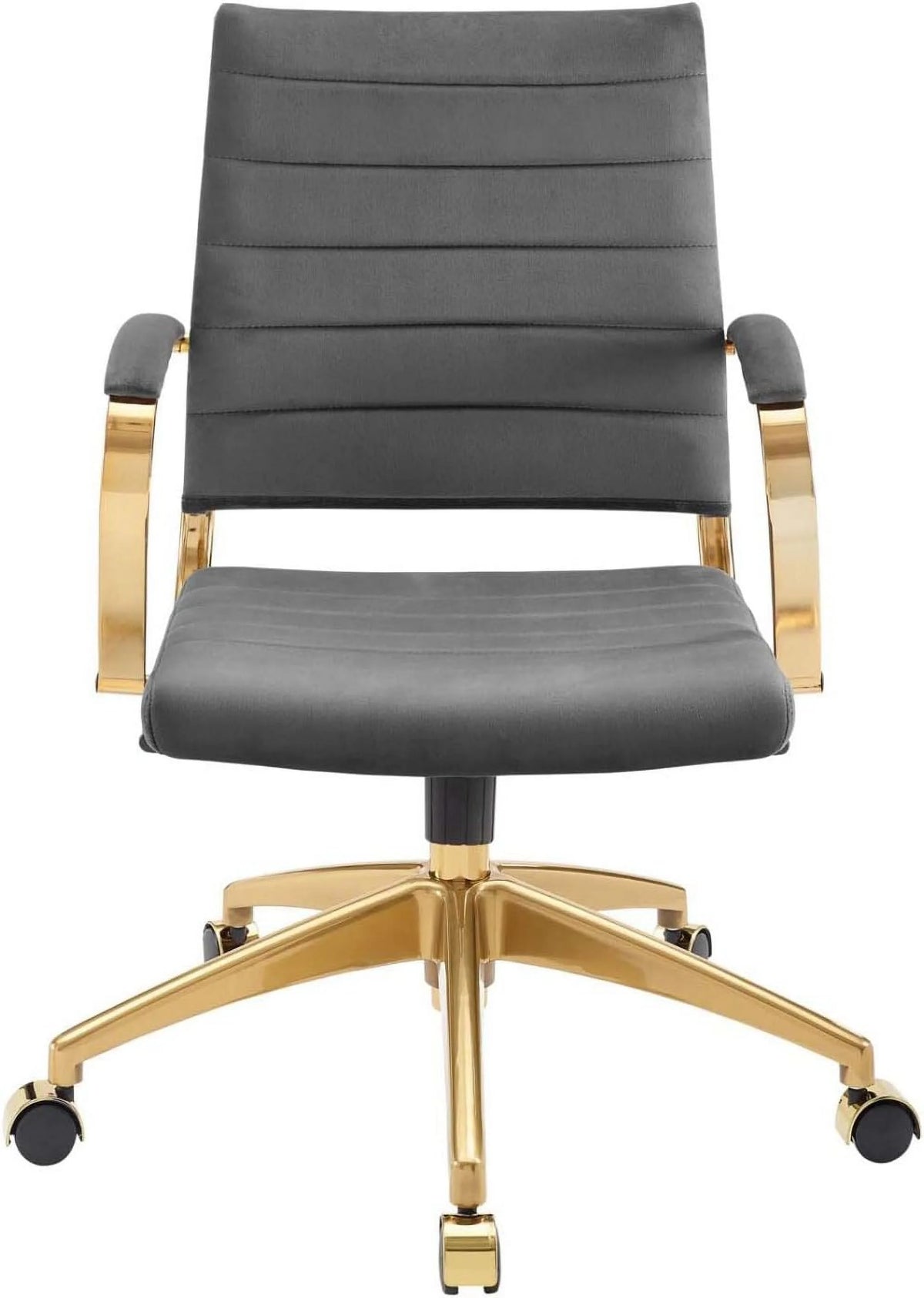 Gray Velvet Swivel Office Chair J44613